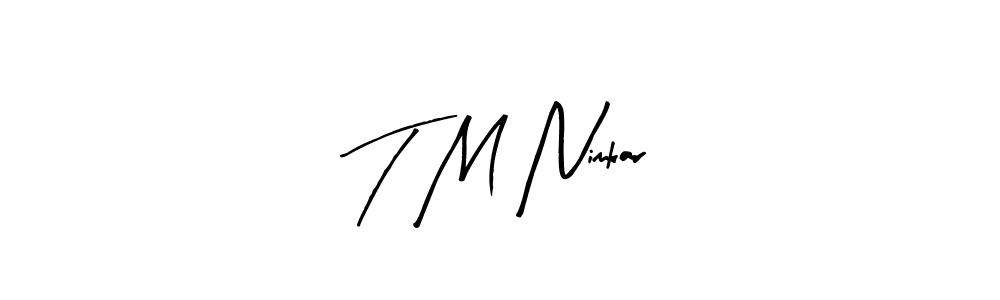 How to make T M Nimkar name signature. Use Arty Signature style for creating short signs online. This is the latest handwritten sign. T M Nimkar signature style 8 images and pictures png