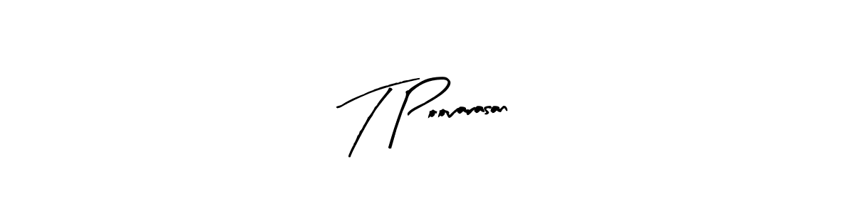 You can use this online signature creator to create a handwritten signature for the name T Poovarasan. This is the best online autograph maker. T Poovarasan signature style 8 images and pictures png