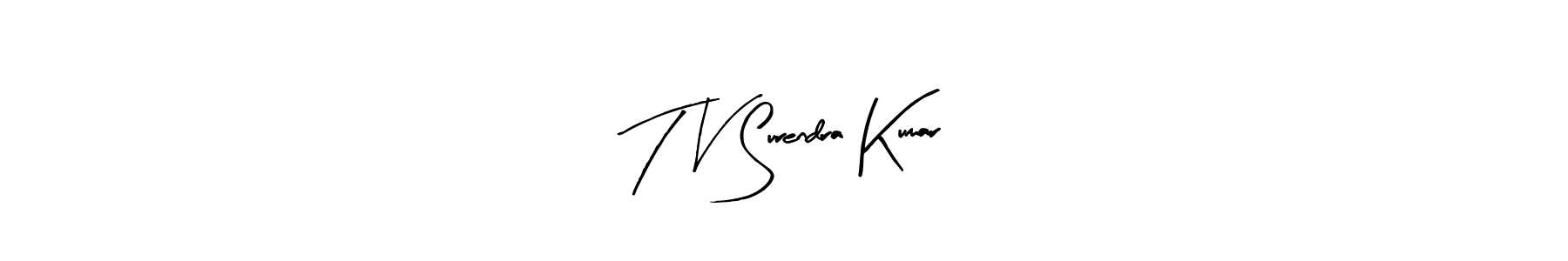 Similarly Arty Signature is the best handwritten signature design. Signature creator online .You can use it as an online autograph creator for name T V Surendra Kumar. T V Surendra Kumar signature style 8 images and pictures png