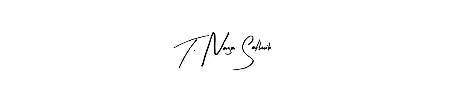 Create a beautiful signature design for name T. Naga Sathwik. With this signature (Arty Signature) fonts, you can make a handwritten signature for free. T. Naga Sathwik signature style 8 images and pictures png