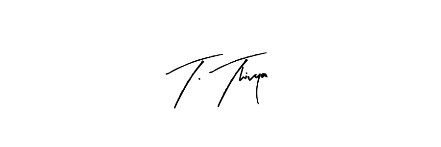 Design your own signature with our free online signature maker. With this signature software, you can create a handwritten (Arty Signature) signature for name T. Thivya. T. Thivya signature style 8 images and pictures png