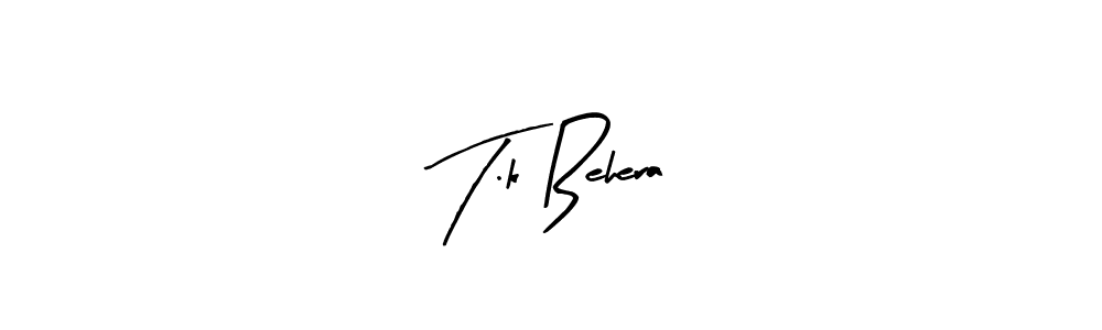 Arty Signature is a professional signature style that is perfect for those who want to add a touch of class to their signature. It is also a great choice for those who want to make their signature more unique. Get T.k Behera name to fancy signature for free. T.k Behera signature style 8 images and pictures png