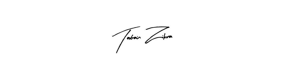 Arty Signature is a professional signature style that is perfect for those who want to add a touch of class to their signature. It is also a great choice for those who want to make their signature more unique. Get Tabain Zikra name to fancy signature for free. Tabain Zikra signature style 8 images and pictures png