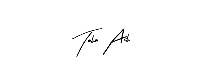 How to make Taha Ach name signature. Use Arty Signature style for creating short signs online. This is the latest handwritten sign. Taha Ach signature style 8 images and pictures png