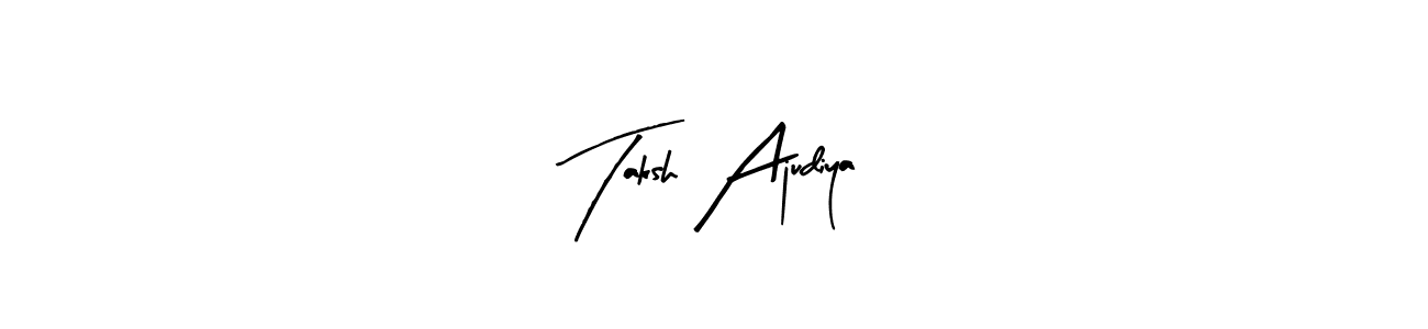 Make a beautiful signature design for name Taksh Ajudiya. With this signature (Arty Signature) style, you can create a handwritten signature for free. Taksh Ajudiya signature style 8 images and pictures png