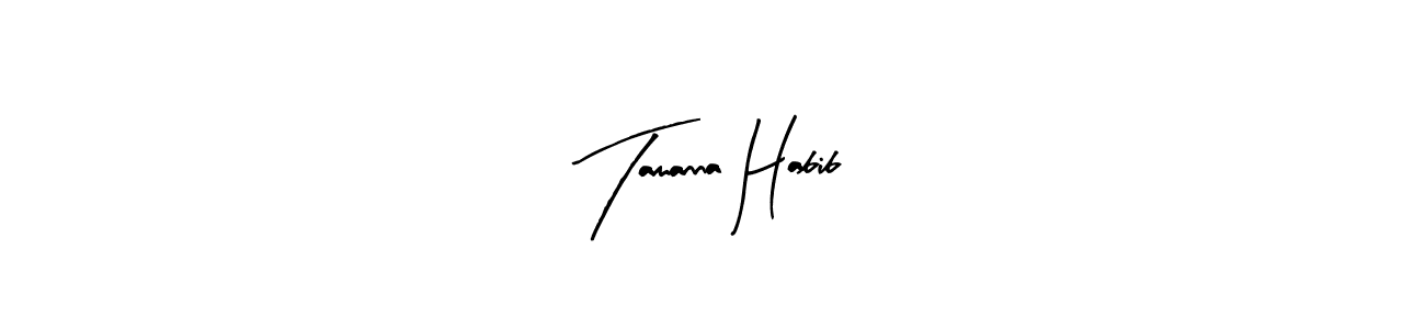 Arty Signature is a professional signature style that is perfect for those who want to add a touch of class to their signature. It is also a great choice for those who want to make their signature more unique. Get Tamanna Habib name to fancy signature for free. Tamanna Habib signature style 8 images and pictures png