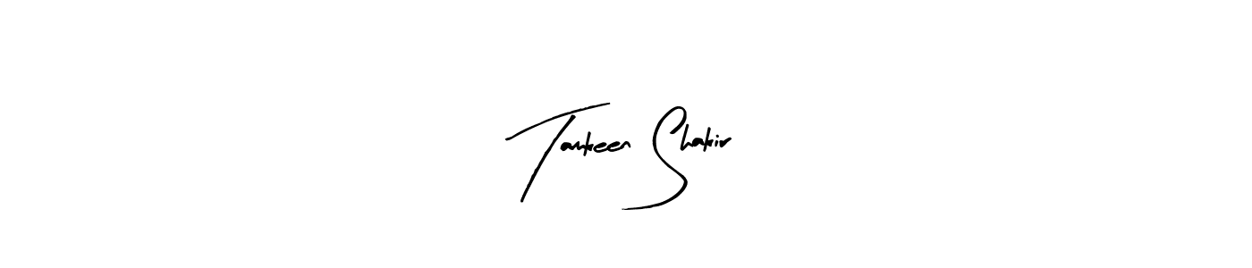 How to make Tamkeen Shakir name signature. Use Arty Signature style for creating short signs online. This is the latest handwritten sign. Tamkeen Shakir signature style 8 images and pictures png