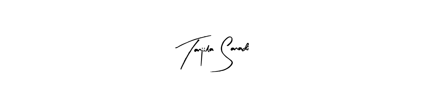 if you are searching for the best signature style for your name Tanjila Sanadi. so please give up your signature search. here we have designed multiple signature styles  using Arty Signature. Tanjila Sanadi signature style 8 images and pictures png