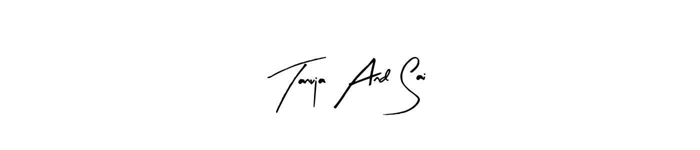 How to make Tanuja And Sai name signature. Use Arty Signature style for creating short signs online. This is the latest handwritten sign. Tanuja And Sai signature style 8 images and pictures png