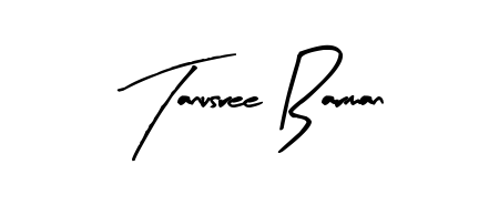 A sleek calligraphic signature for name Tanusree Barman utilizing Arty Signature styling. Great for adding personal signatures to photos and art. Tanusree Barman signature style 8 images and pictures png