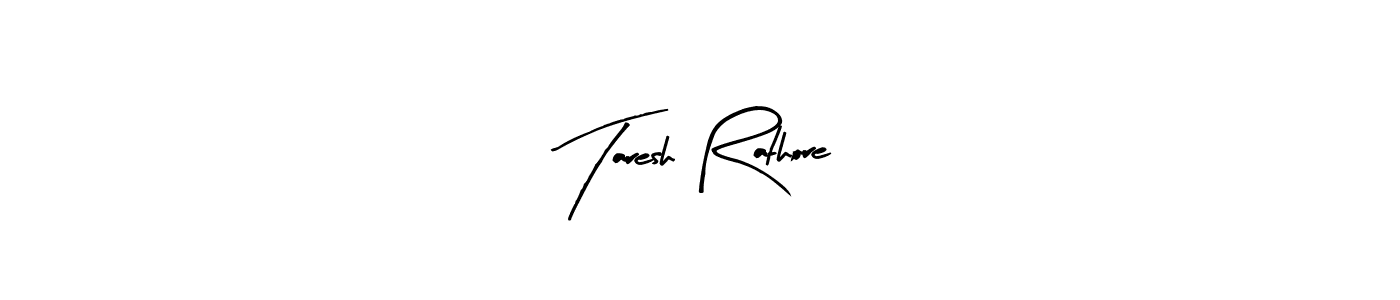 The best way (Arty Signature) to make a short signature is to pick only two or three words in your name. The name Taresh Rathore include a total of six letters. For converting this name. Taresh Rathore signature style 8 images and pictures png