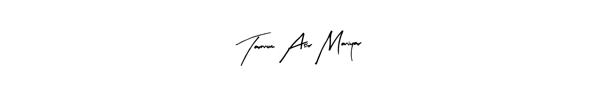 Arty Signature is a professional signature style that is perfect for those who want to add a touch of class to their signature. It is also a great choice for those who want to make their signature more unique. Get Tarnnum Asir Maniyar name to fancy signature for free. Tarnnum Asir Maniyar signature style 8 images and pictures png
