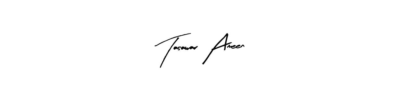 The best way (Arty Signature) to make a short signature is to pick only two or three words in your name. The name Tasawar Ameen include a total of six letters. For converting this name. Tasawar Ameen signature style 8 images and pictures png