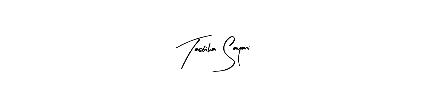 The best way (Arty Signature) to make a short signature is to pick only two or three words in your name. The name Tasbiha Sayani include a total of six letters. For converting this name. Tasbiha Sayani signature style 8 images and pictures png