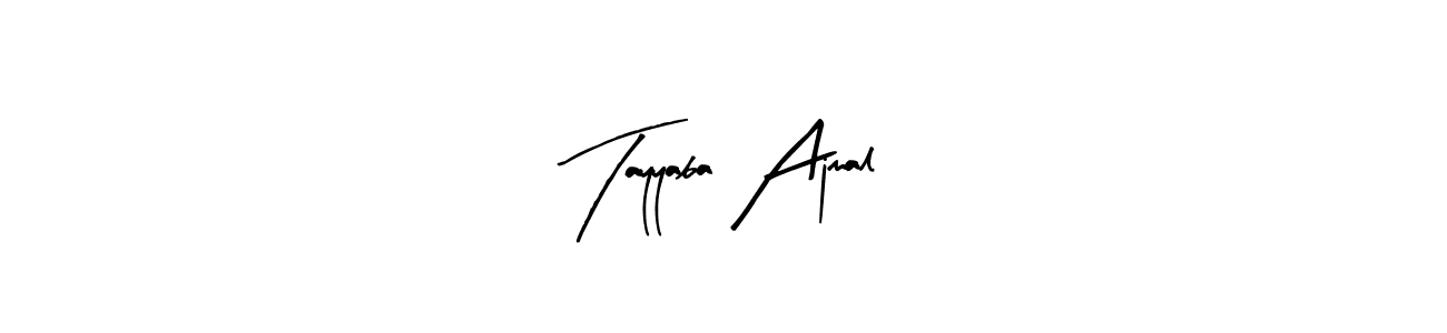 Arty Signature is a professional signature style that is perfect for those who want to add a touch of class to their signature. It is also a great choice for those who want to make their signature more unique. Get Tayyaba Ajmal name to fancy signature for free. Tayyaba Ajmal signature style 8 images and pictures png