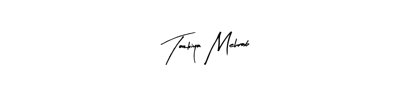 Use a signature maker to create a handwritten signature online. With this signature software, you can design (Arty Signature) your own signature for name Tazkiya Mehrab. Tazkiya Mehrab signature style 8 images and pictures png