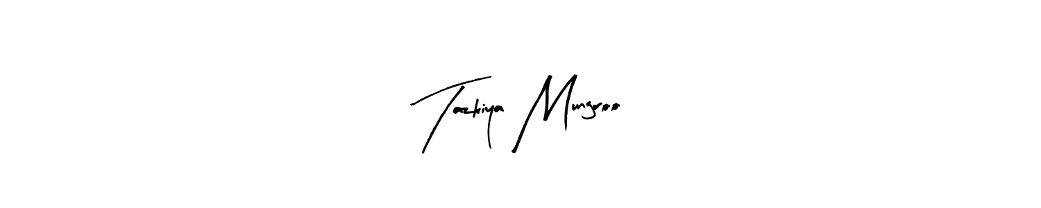 Create a beautiful signature design for name Tazkiya Mungroo. With this signature (Arty Signature) fonts, you can make a handwritten signature for free. Tazkiya Mungroo signature style 8 images and pictures png