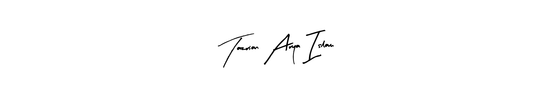 The best way (Arty Signature) to make a short signature is to pick only two or three words in your name. The name Tazrian Arya Islam include a total of six letters. For converting this name. Tazrian Arya Islam signature style 8 images and pictures png