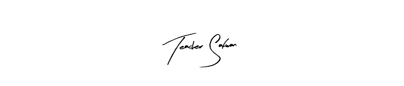 Teacher Safwan stylish signature style. Best Handwritten Sign (Arty Signature) for my name. Handwritten Signature Collection Ideas for my name Teacher Safwan. Teacher Safwan signature style 8 images and pictures png