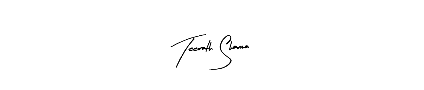 Arty Signature is a professional signature style that is perfect for those who want to add a touch of class to their signature. It is also a great choice for those who want to make their signature more unique. Get Teerath Sharma name to fancy signature for free. Teerath Sharma signature style 8 images and pictures png