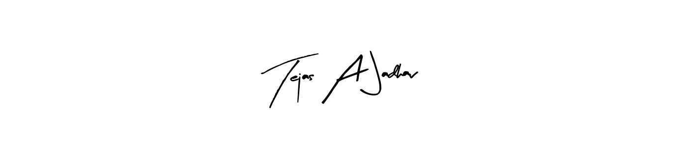 This is the best signature style for the Tejas A Jadhav name. Also you like these signature font (Arty Signature). Mix name signature. Tejas A Jadhav signature style 8 images and pictures png