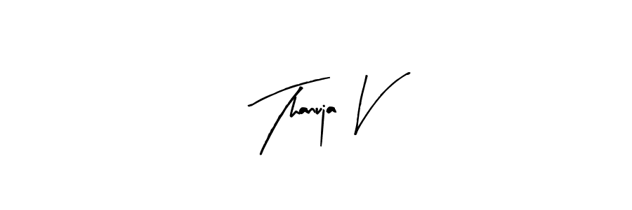 You should practise on your own different ways (Arty Signature) to write your name (Thanuja V) in signature. don't let someone else do it for you. Thanuja V signature style 8 images and pictures png