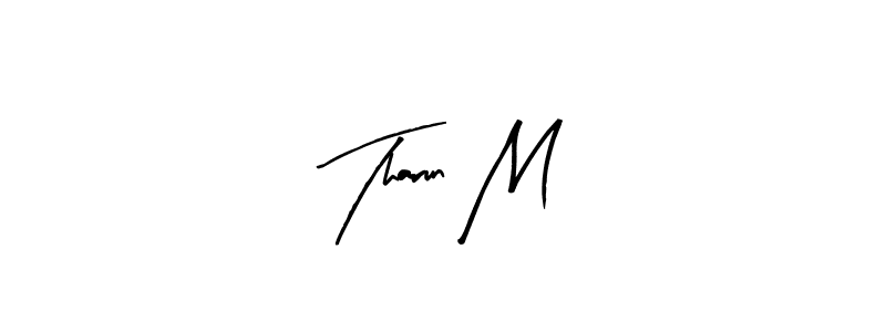 The best way (Arty Signature) to make a short signature is to pick only two or three words in your name. The name Tharun M include a total of six letters. For converting this name. Tharun M signature style 8 images and pictures png