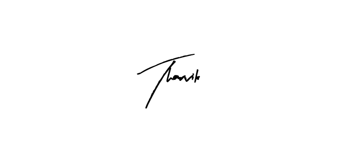 Arty Signature is a professional signature style that is perfect for those who want to add a touch of class to their signature. It is also a great choice for those who want to make their signature more unique. Get Tharvik name to fancy signature for free. Tharvik signature style 8 images and pictures png