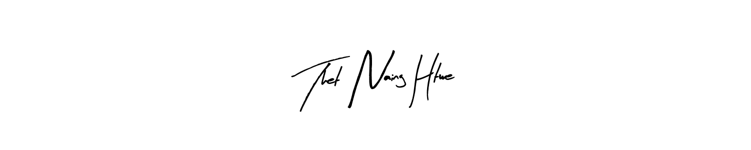 The best way (Arty Signature) to make a short signature is to pick only two or three words in your name. The name Thet Naing Htwe include a total of six letters. For converting this name. Thet Naing Htwe signature style 8 images and pictures png