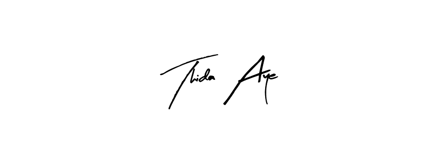 The best way (Arty Signature) to make a short signature is to pick only two or three words in your name. The name Thida Aye include a total of six letters. For converting this name. Thida Aye signature style 8 images and pictures png