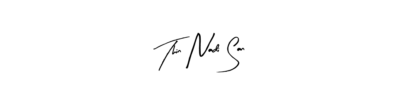 Similarly Arty Signature is the best handwritten signature design. Signature creator online .You can use it as an online autograph creator for name Thin Nadi San. Thin Nadi San signature style 8 images and pictures png