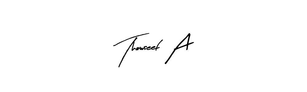 Make a beautiful signature design for name Thowseef A. Use this online signature maker to create a handwritten signature for free. Thowseef A signature style 8 images and pictures png