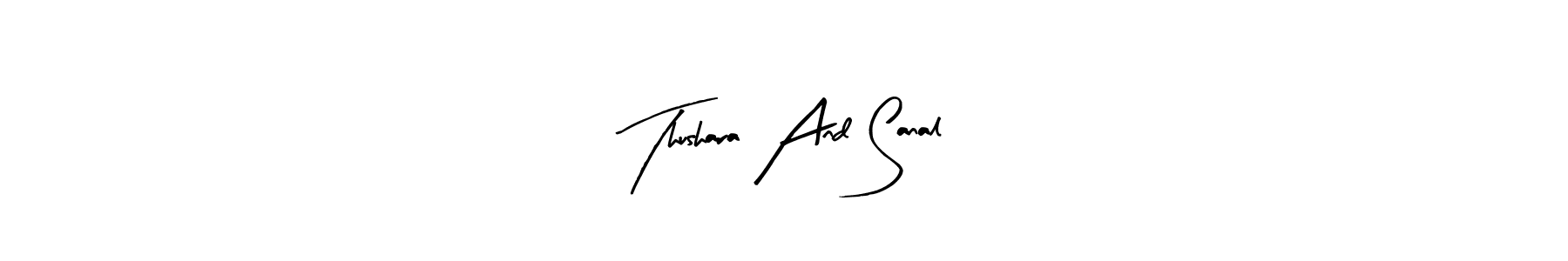Arty Signature is a professional signature style that is perfect for those who want to add a touch of class to their signature. It is also a great choice for those who want to make their signature more unique. Get Thushara And Sanal name to fancy signature for free. Thushara And Sanal signature style 8 images and pictures png