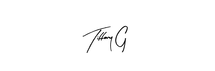 How to make Tiffany G name signature. Use Arty Signature style for creating short signs online. This is the latest handwritten sign. Tiffany G signature style 8 images and pictures png