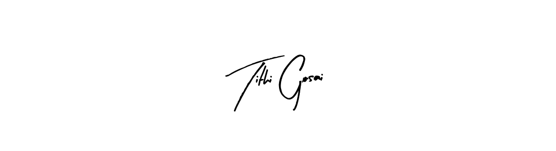 Make a beautiful signature design for name Tithi Gosai. With this signature (Arty Signature) style, you can create a handwritten signature for free. Tithi Gosai signature style 8 images and pictures png