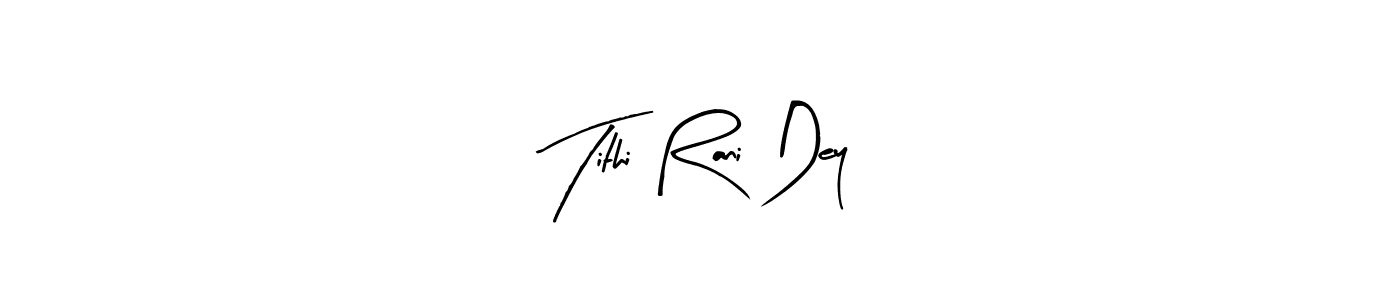 The best way (Arty Signature) to make a short signature is to pick only two or three words in your name. The name Tithi Rani Dey include a total of six letters. For converting this name. Tithi Rani Dey signature style 8 images and pictures png