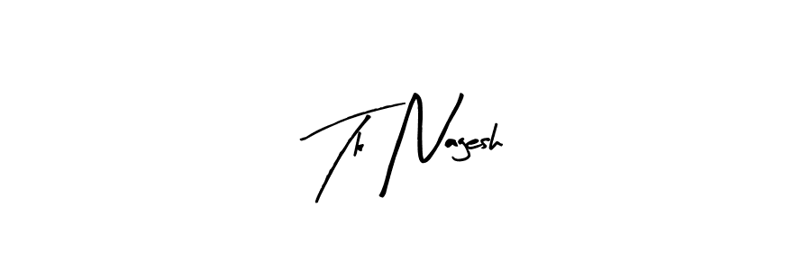 Arty Signature is a professional signature style that is perfect for those who want to add a touch of class to their signature. It is also a great choice for those who want to make their signature more unique. Get Tk Nagesh name to fancy signature for free. Tk Nagesh signature style 8 images and pictures png