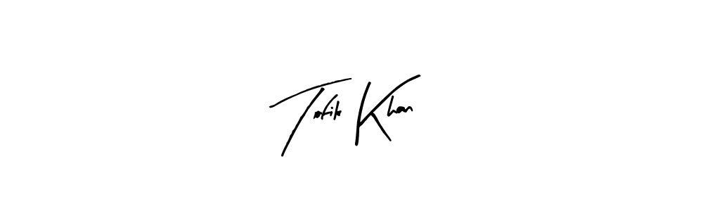 The best way (Arty Signature) to make a short signature is to pick only two or three words in your name. The name Tofik Khan include a total of six letters. For converting this name. Tofik Khan signature style 8 images and pictures png