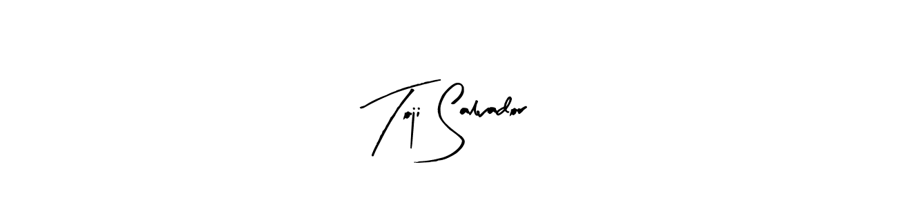 How to make Toji Salvador name signature. Use Arty Signature style for creating short signs online. This is the latest handwritten sign. Toji Salvador signature style 8 images and pictures png