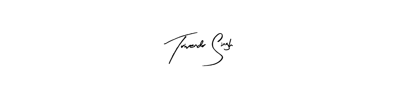 How to make Trivendr Singh name signature. Use Arty Signature style for creating short signs online. This is the latest handwritten sign. Trivendr Singh signature style 8 images and pictures png