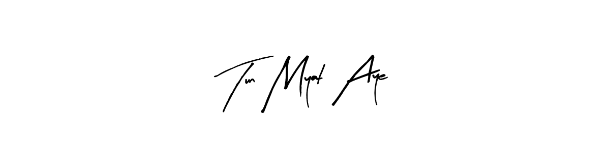 Arty Signature is a professional signature style that is perfect for those who want to add a touch of class to their signature. It is also a great choice for those who want to make their signature more unique. Get Tun Myat Aye name to fancy signature for free. Tun Myat Aye signature style 8 images and pictures png