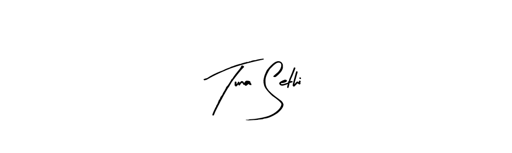 The best way (Arty Signature) to make a short signature is to pick only two or three words in your name. The name Tuna Sethi include a total of six letters. For converting this name. Tuna Sethi signature style 8 images and pictures png