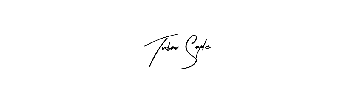 The best way (Arty Signature) to make a short signature is to pick only two or three words in your name. The name Tushar Sapte include a total of six letters. For converting this name. Tushar Sapte signature style 8 images and pictures png