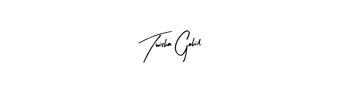 if you are searching for the best signature style for your name Twisha Gohil. so please give up your signature search. here we have designed multiple signature styles  using Arty Signature. Twisha Gohil signature style 8 images and pictures png