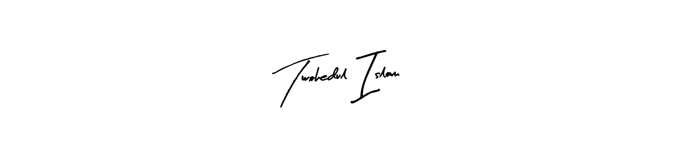 You should practise on your own different ways (Arty Signature) to write your name (Twohedul Islam) in signature. don't let someone else do it for you. Twohedul Islam signature style 8 images and pictures png