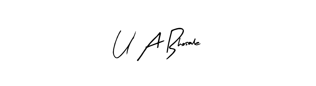 if you are searching for the best signature style for your name U A Bhosale. so please give up your signature search. here we have designed multiple signature styles  using Arty Signature. U A Bhosale signature style 8 images and pictures png