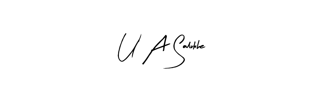 Use a signature maker to create a handwritten signature online. With this signature software, you can design (Arty Signature) your own signature for name U A Salukhe. U A Salukhe signature style 8 images and pictures png