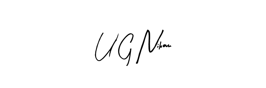 Make a beautiful signature design for name U G Nikam. With this signature (Arty Signature) style, you can create a handwritten signature for free. U G Nikam signature style 8 images and pictures png