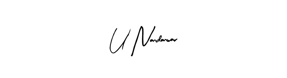 Make a beautiful signature design for name U Nandanwar. With this signature (Arty Signature) style, you can create a handwritten signature for free. U Nandanwar signature style 8 images and pictures png