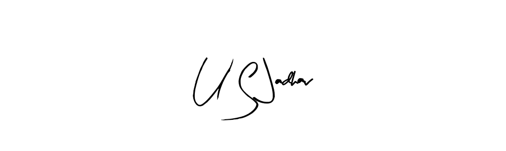 How to make U S Jadhav name signature. Use Arty Signature style for creating short signs online. This is the latest handwritten sign. U S Jadhav signature style 8 images and pictures png